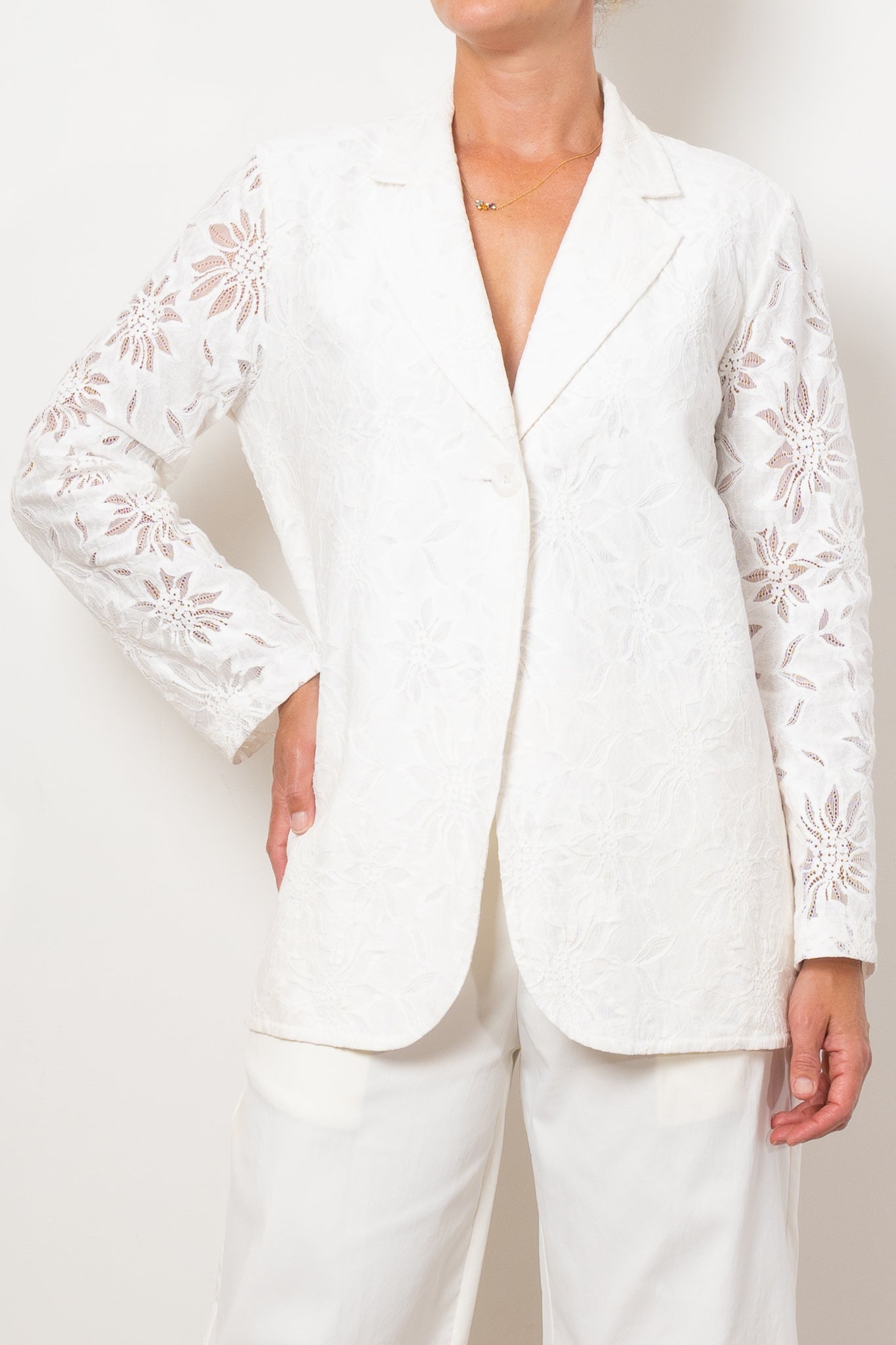 Mela Purdie Button Blazer Flora Lace