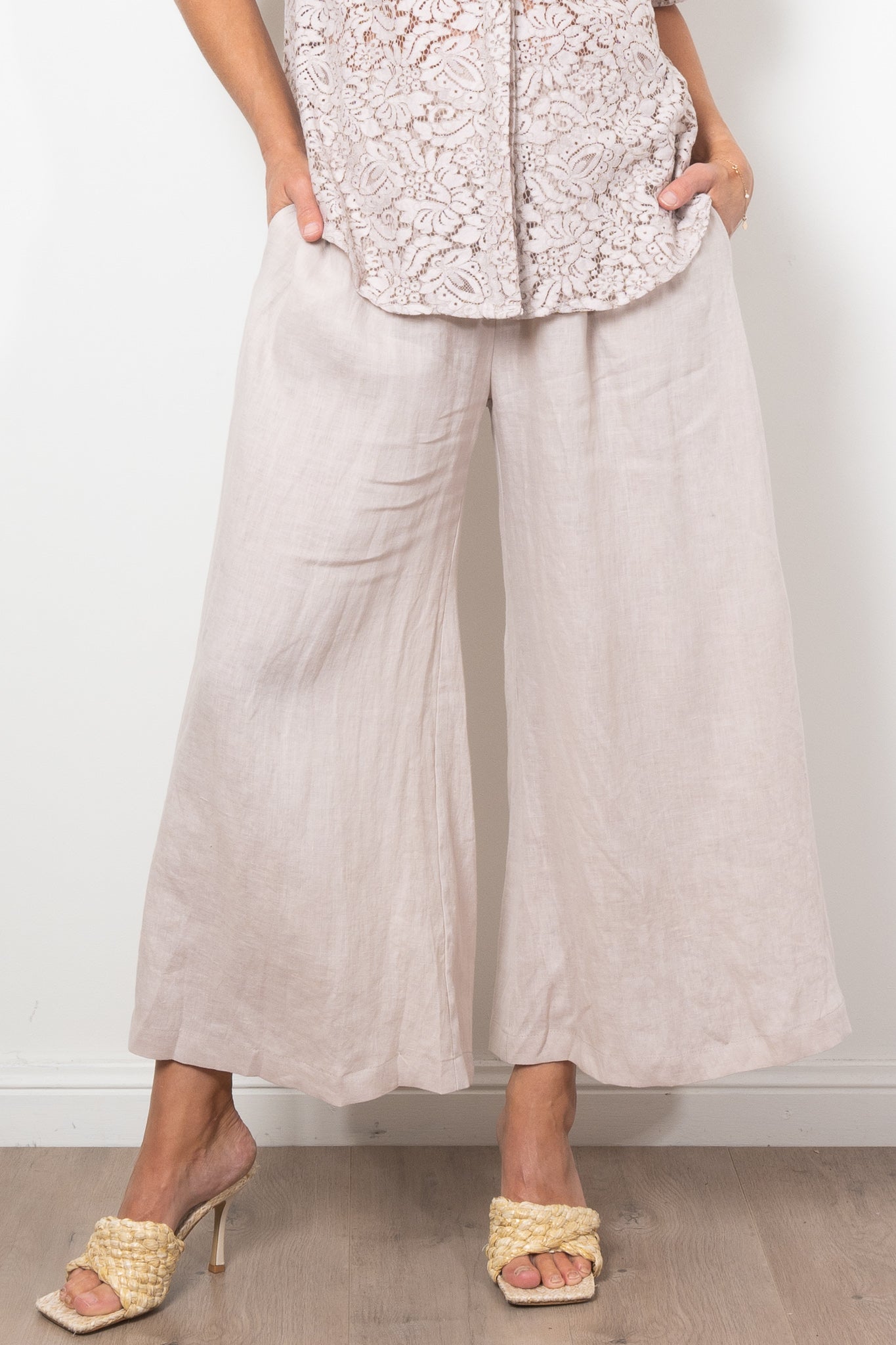 Mela Purdie Crop Swish Pant Pure Linen