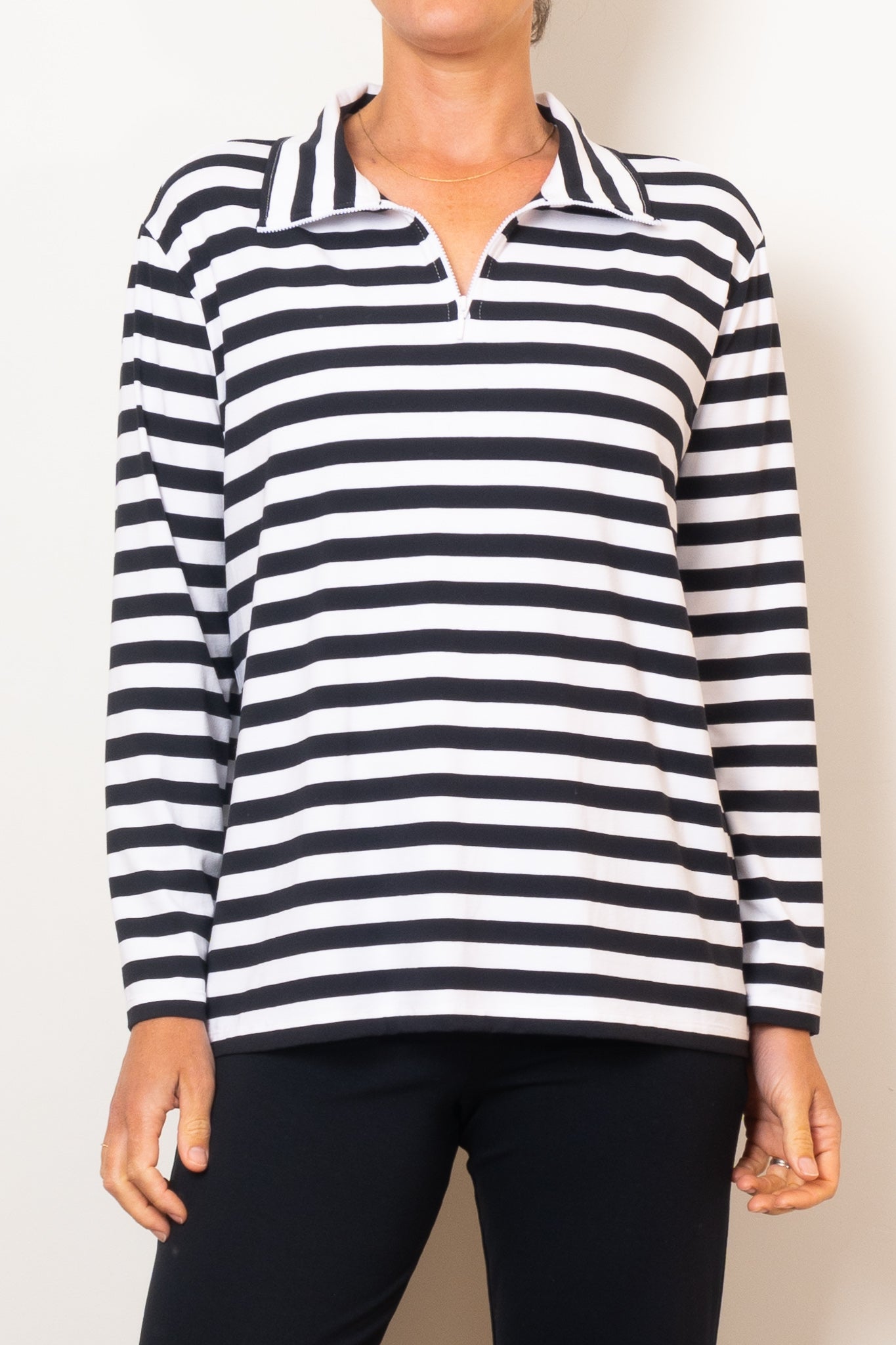 Mela Purdie Half Zip Sweater Bevel Stripe Knit