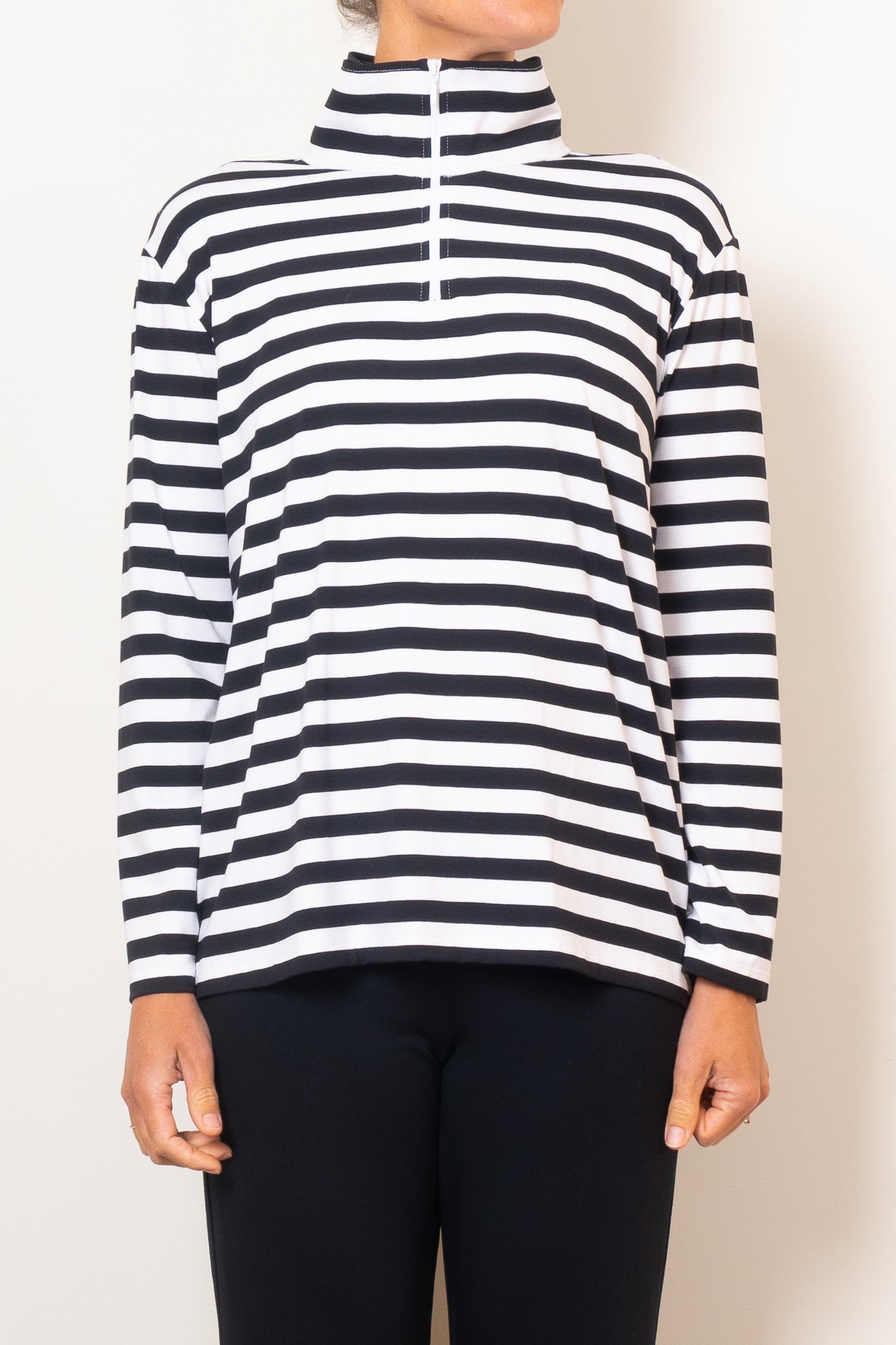 Mela Purdie Half Zip Sweater Bevel Stripe Knit