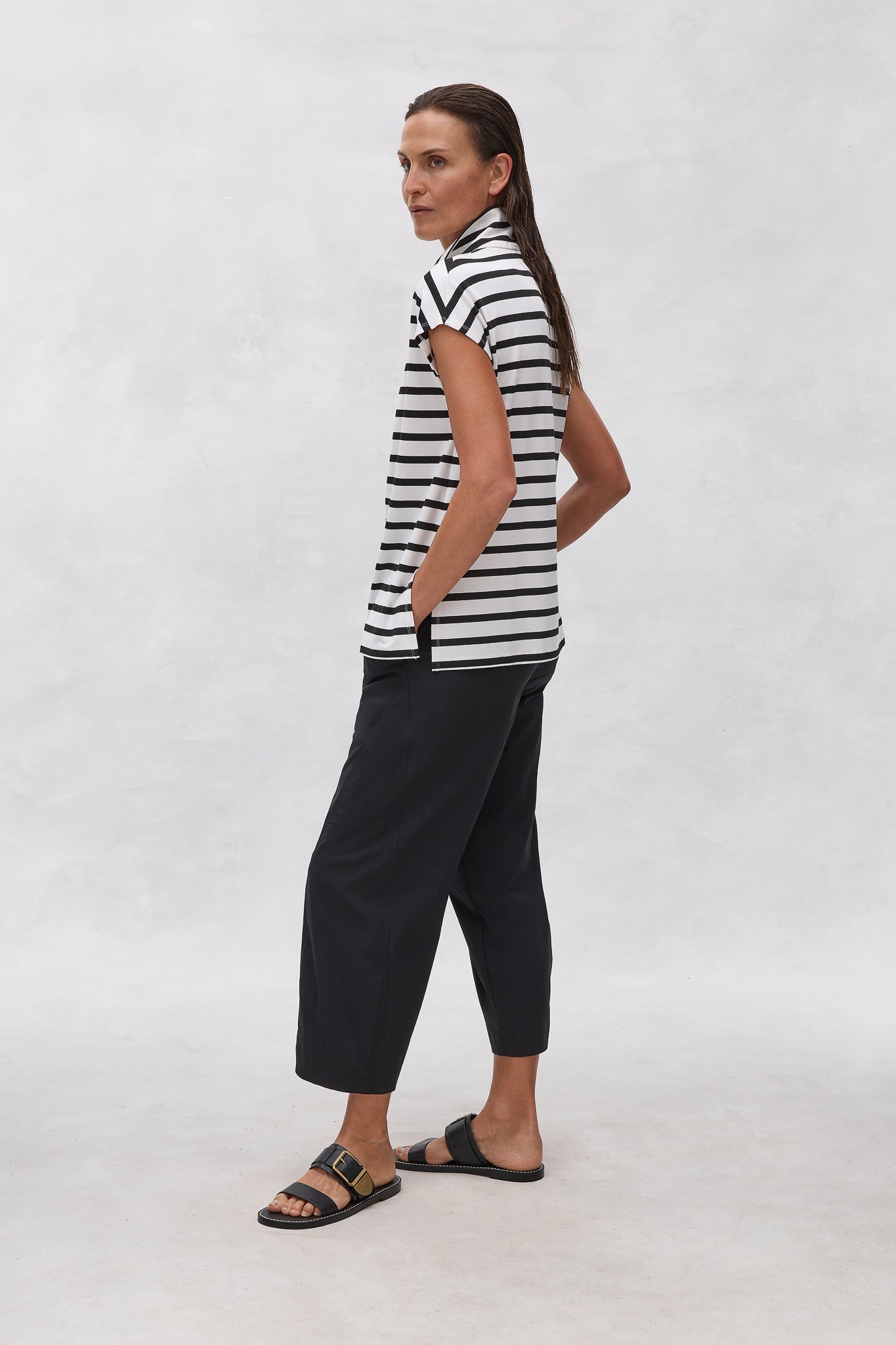 Mela Purdie Half Zip Shell Trunk Stripe Knit